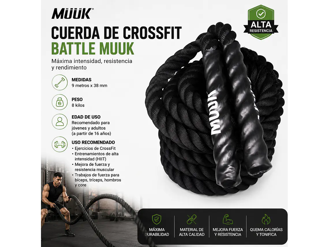 Cuerda de Crossfit Battle Muuk 9 mt 38 mm 7