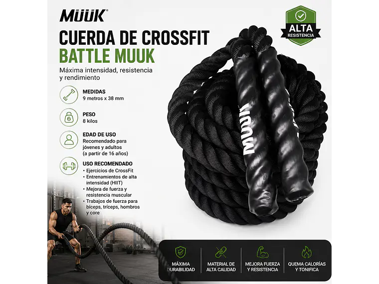 Cuerda de Crossfit Battle Muuk 9 mt 38 mm 7