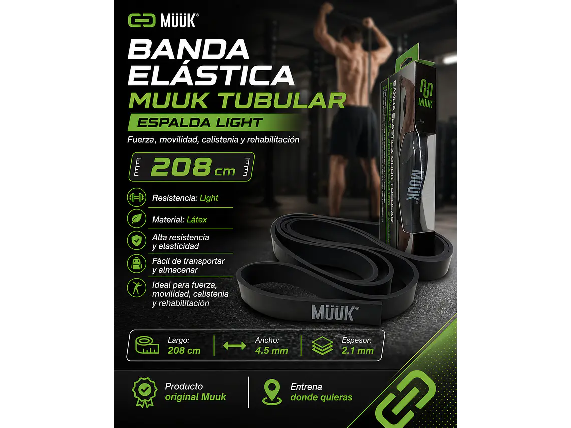 Banda Elastica Muuk Tubular Espalda Light 208X4.5X2.1Cm 5