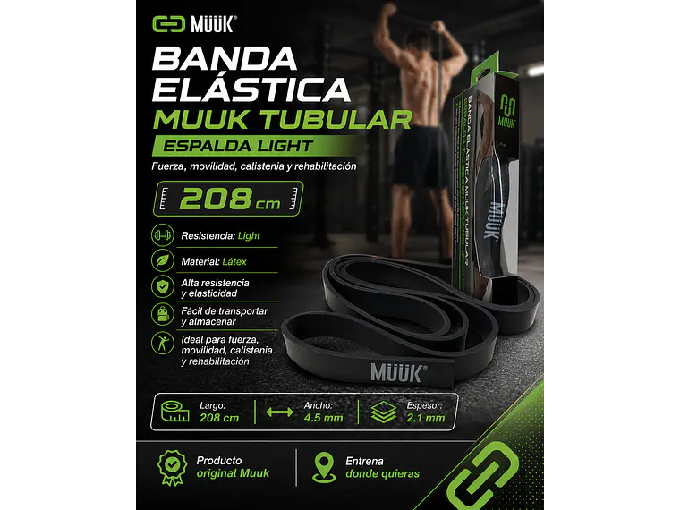 Banda Elastica Muuk Tubular Espalda Light 208X4.5X2.1Cm 5