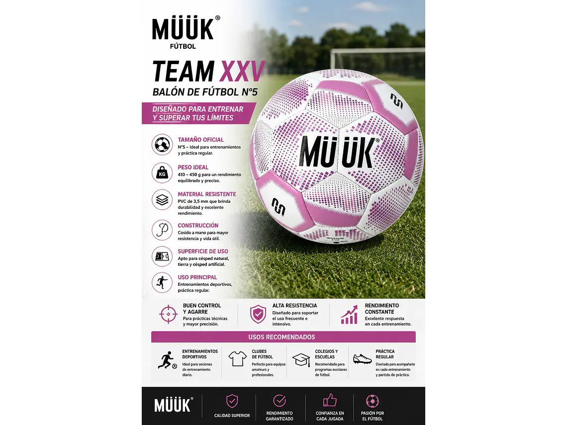 Balon de Futbol Muuk Team XXV N°5 9