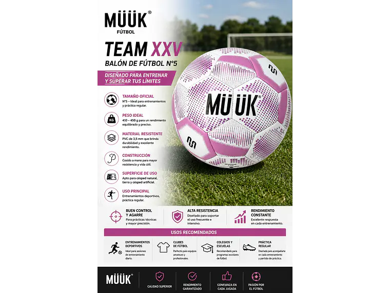 Balon de Futbol Muuk Team XXV N°5 9