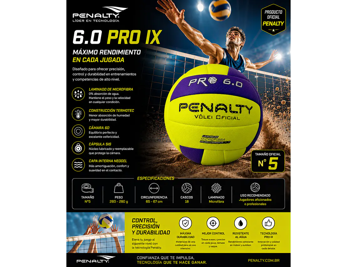 Balon De Voleibol Penalty 6.0 Pro IX 10