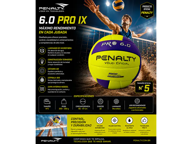 Balon De Voleibol Penalty 6.0 Pro IX 10