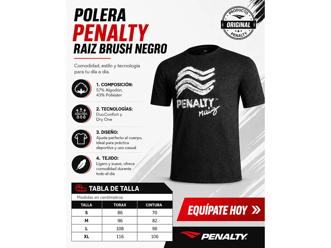 Polera Penalty Raiz Brush Negro 5