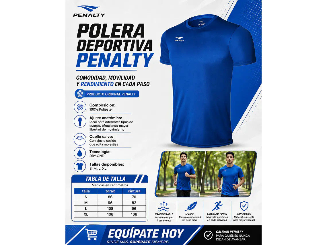 Polera Penalty Matis X Azul Rey 4