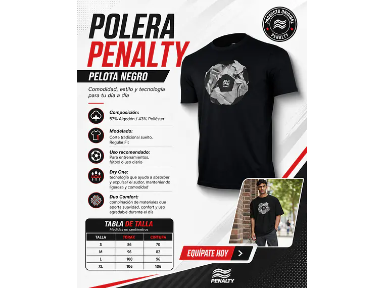Polera Penalty Pelota Negro 3