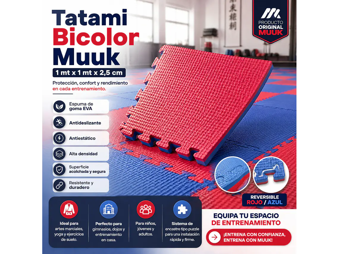 Tatami Bicolor Muuk 1 mt x 1 mt x 2,5 cm 10