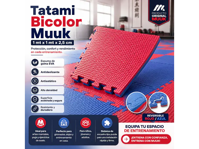 Tatami Bicolor Muuk 1 mt x 1 mt x 2,5 cm 10