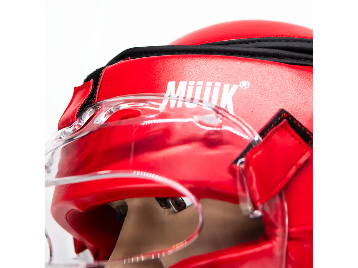 Cabezal De Artes Marciales Con Mica Muuk Rojo 3