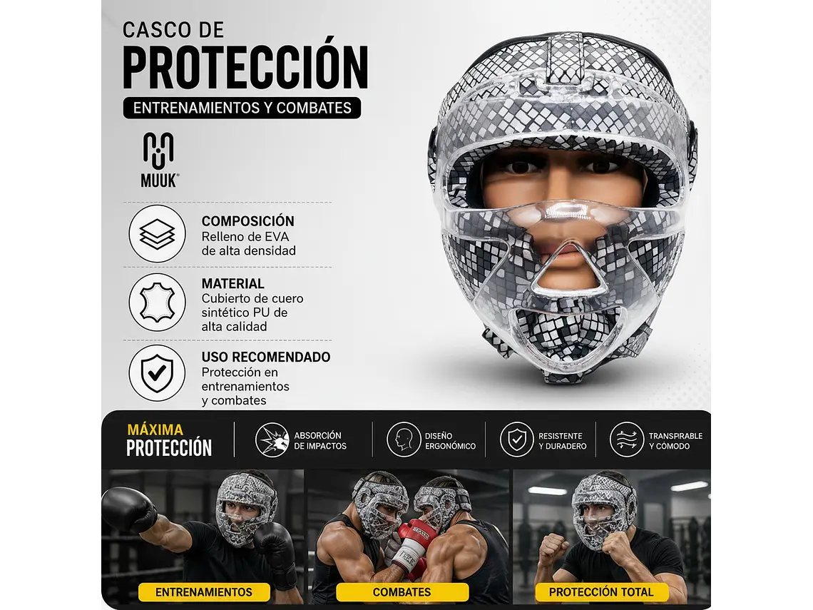 Cabezal De Artes Marciales Con Mica Muuk Texturizado 10
