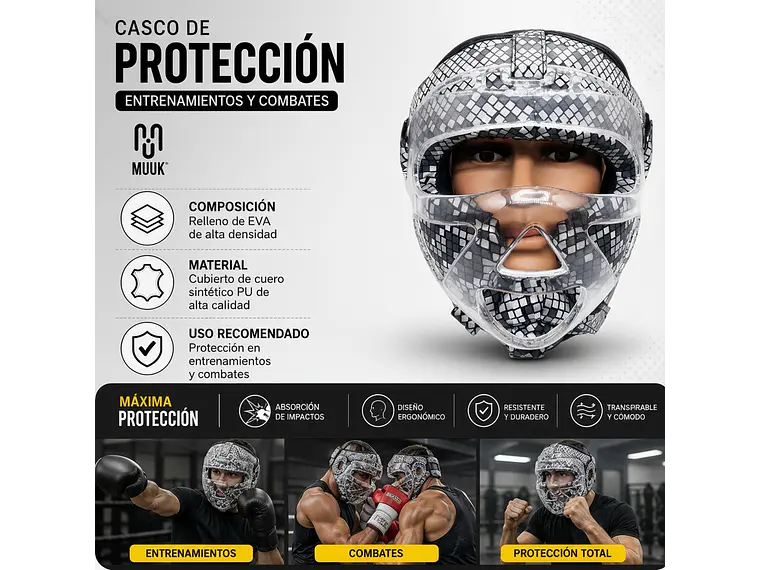 Cabezal De Artes Marciales Con Mica Muuk Texturizado 10