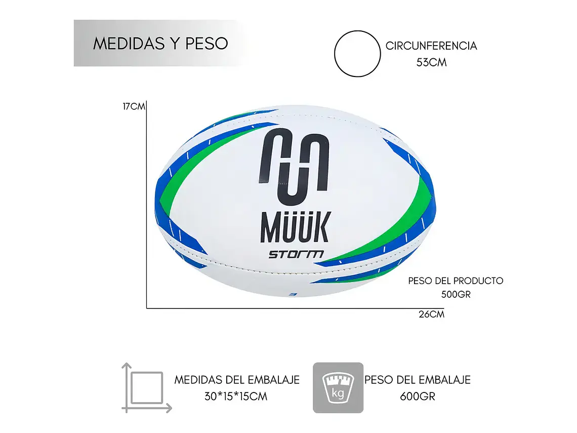 Balon De Rugby Storm N° 3 Muuk 4