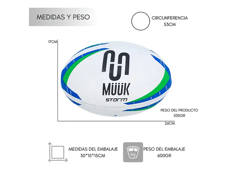 Balon De Rugby Storm N° 3 Muuk 4