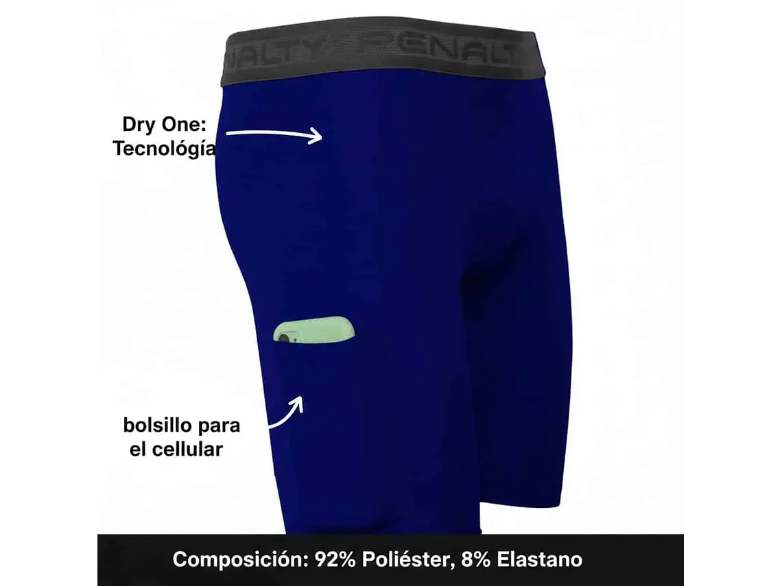 Calza Corta Penalty Skin 183 C/Bolsillo Azul Rey  5