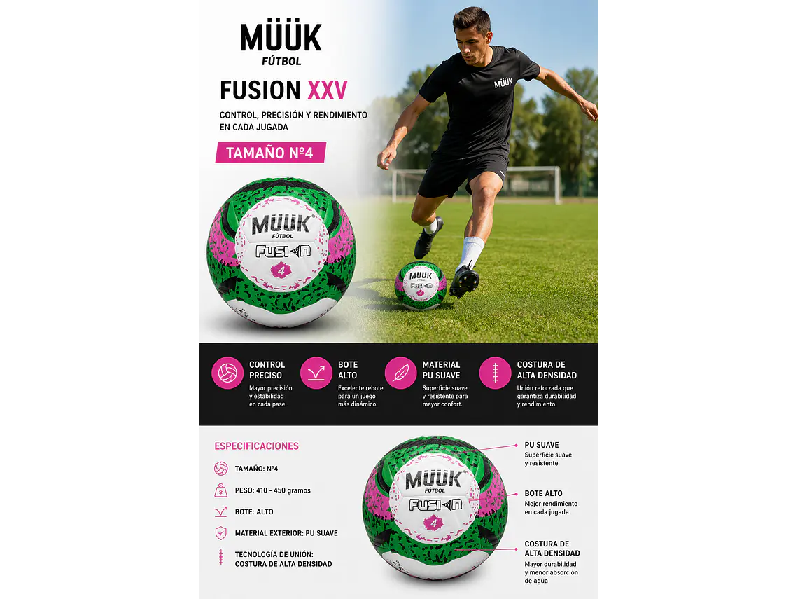 Balón de Futbol Muuk Fusion XXV N°4 7