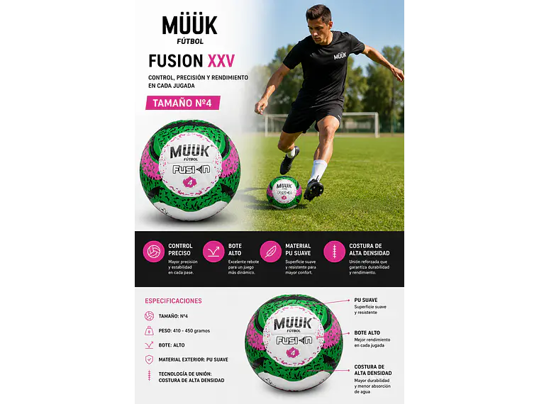 Balón de Futbol Muuk Fusion XXV N°4 7