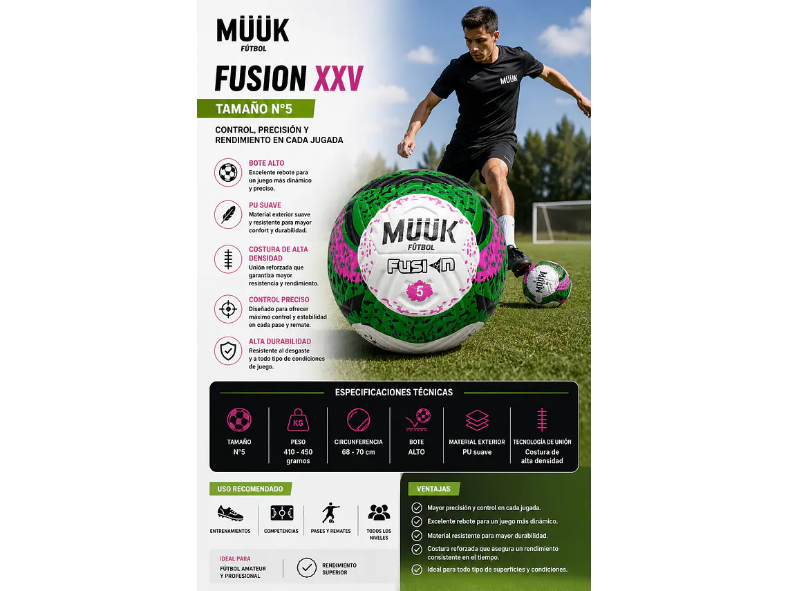 Balón de Futbol Muuk Fusion XXV N°5 7