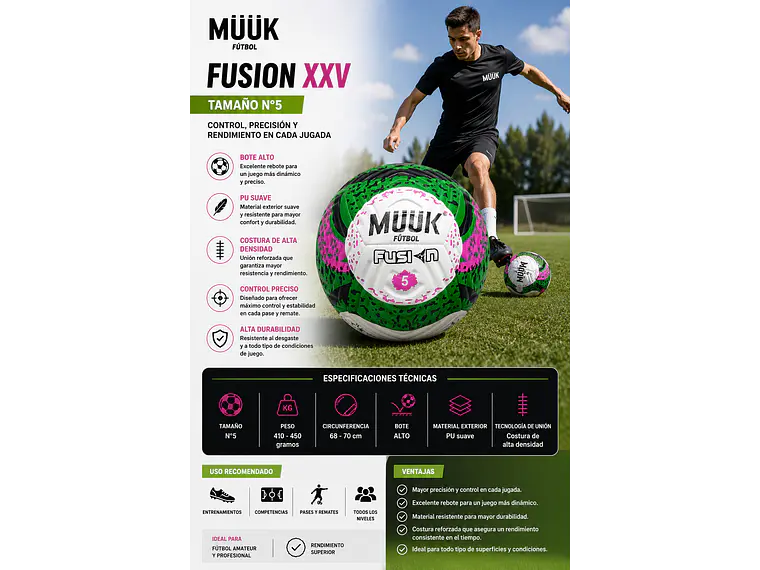 Balón de Futbol Muuk Fusion XXV N°5 7