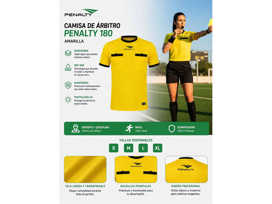 Camisa de Arbitro Penalty 180 Amarilla 4