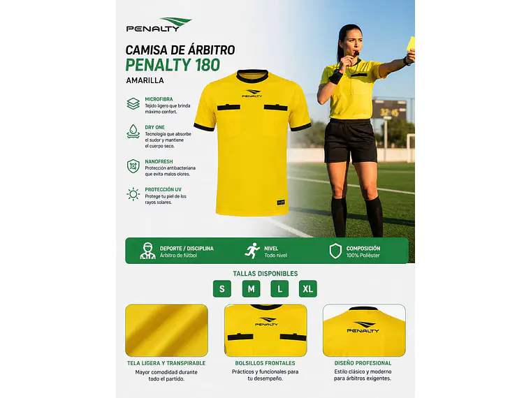 Camisa de Arbitro Penalty 180 Amarilla 4
