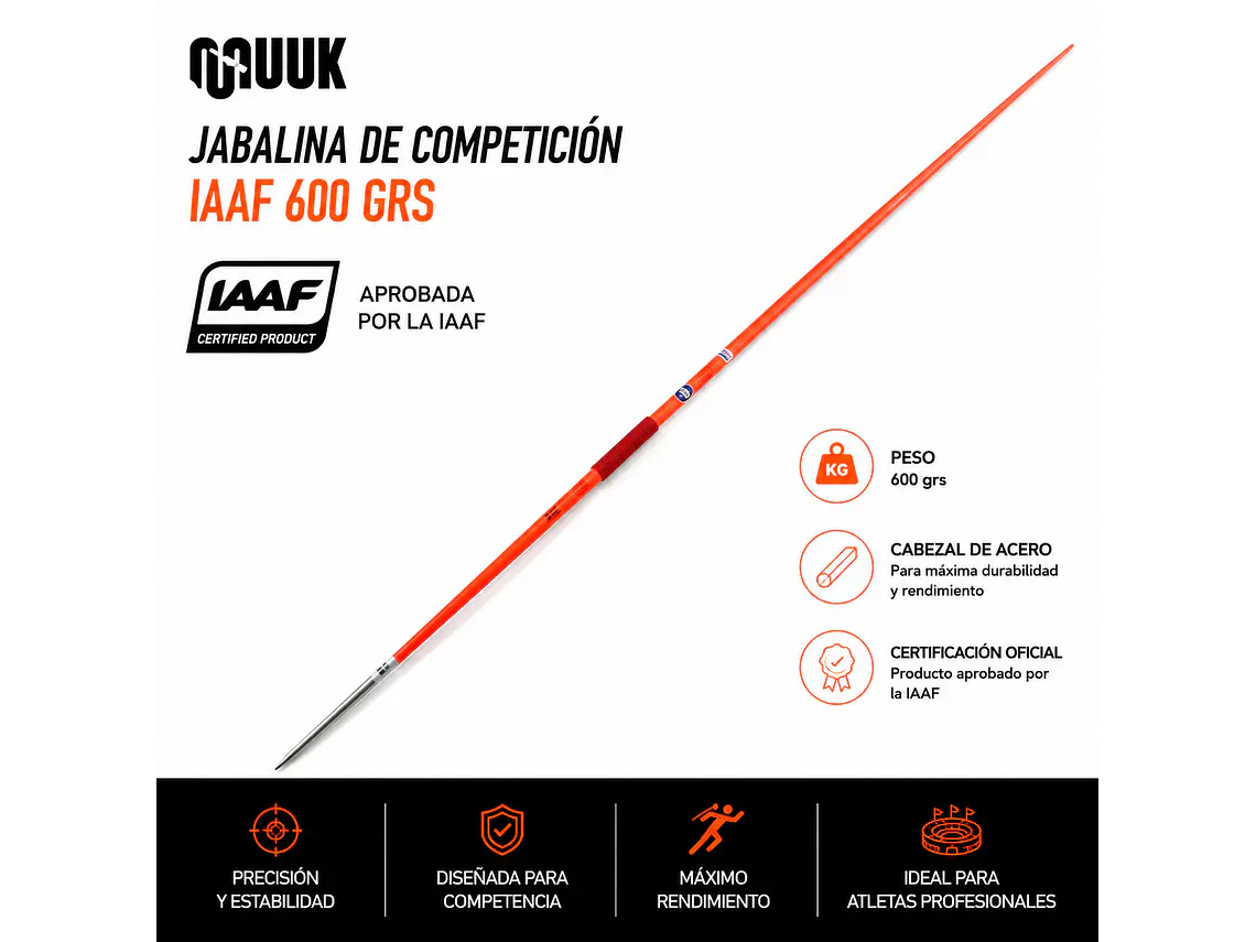 Jabalina De Competicion Muuk Iaaf 600 Grs 3