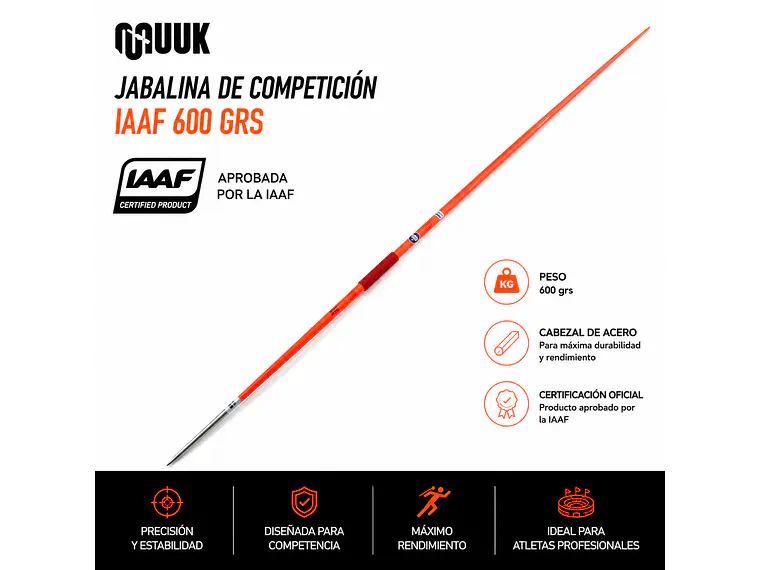 Jabalina De Competicion Muuk Iaaf 600 Grs 3