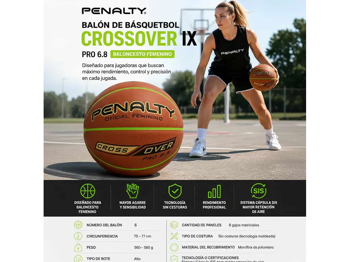 BALON DE BASKETBALL PENALTY 6.8 CROSSOVER IX 4