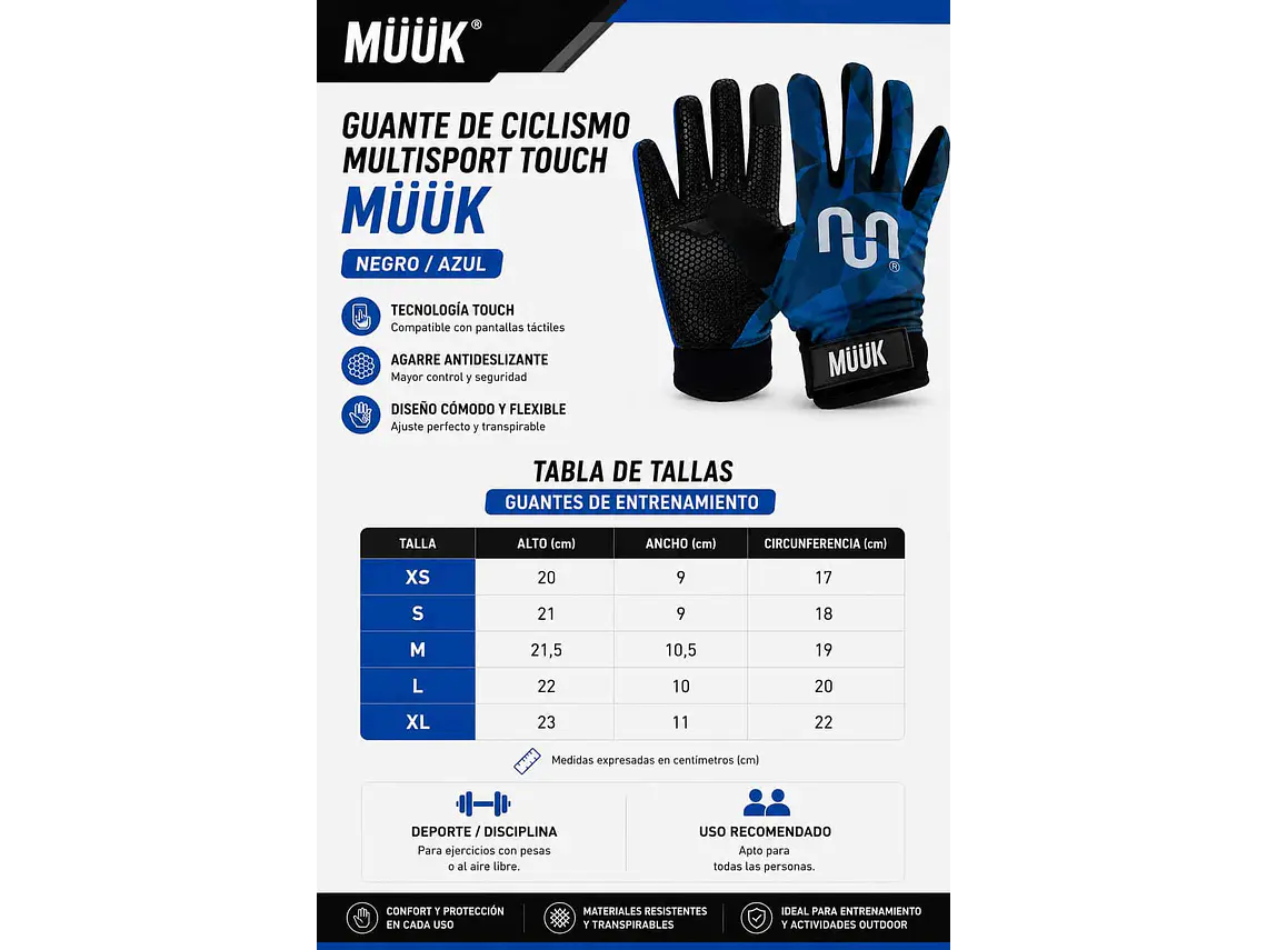 Guante de Ciclismo Multisport Touch Muuk Negro/Azul 7