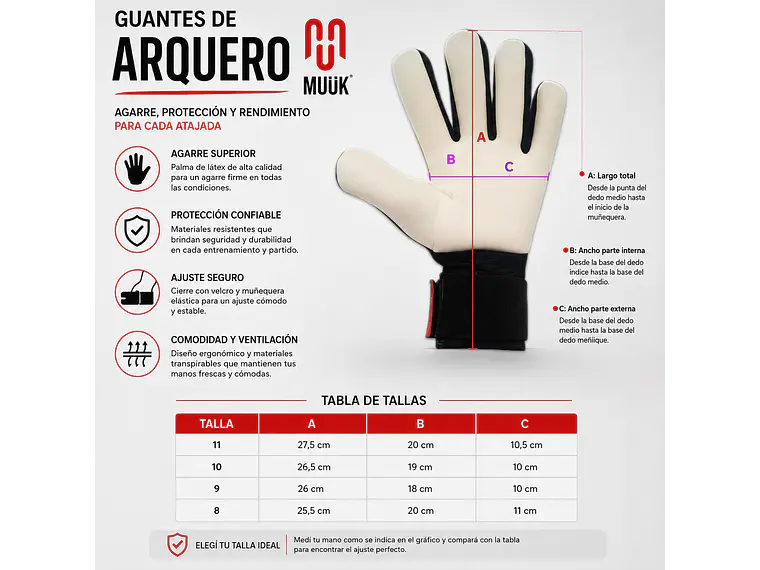 Guante De Arquero Muuk Tournament Negro-Rosa 10