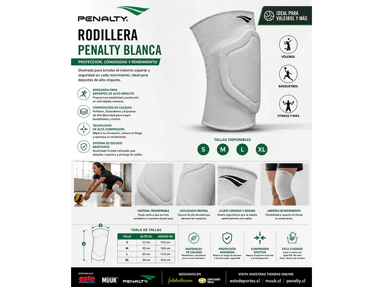 Rodillera Penalty Indoor Negra 2
