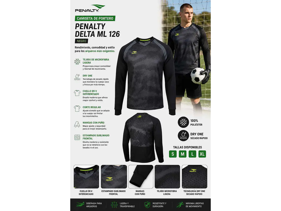 Camiseta de Portero Penalty Delta ML 126 Negro 4