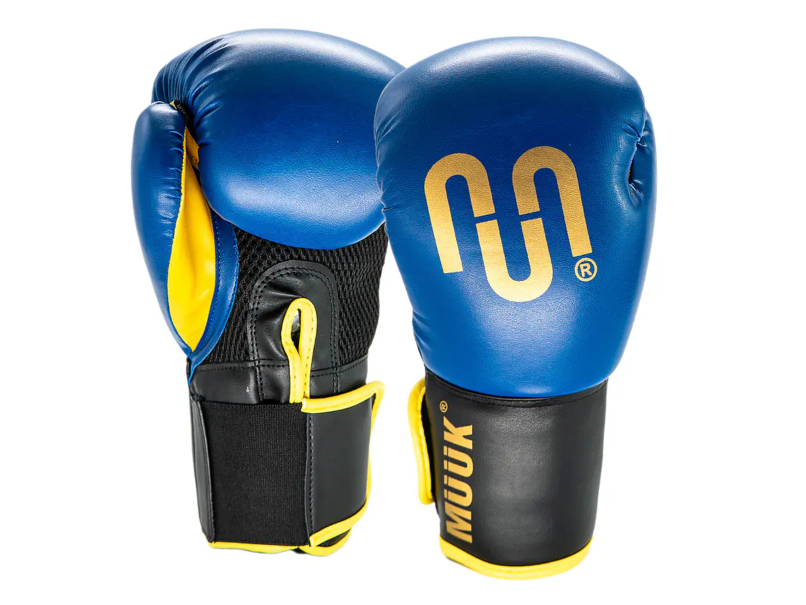 Guante De Box PU Impact Muuk Negro-Azul 1