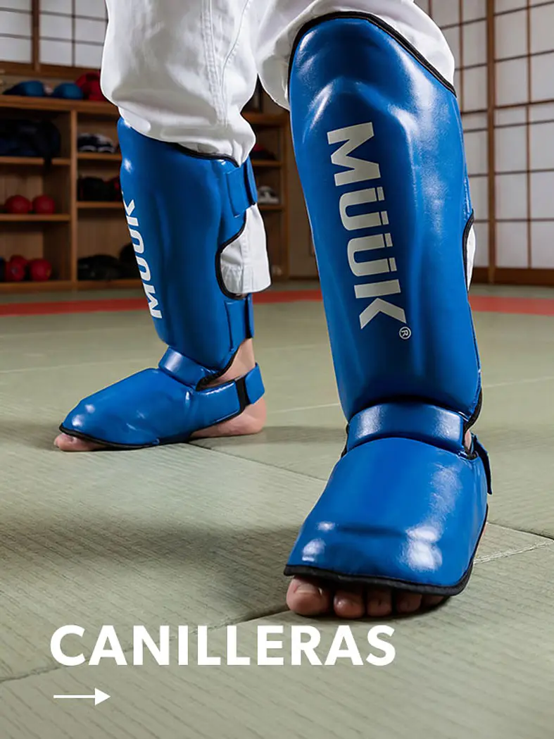 Canilleras Muuk para protección en artes marciales y deportes de combate