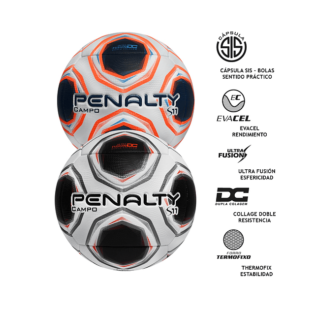 Balón De Fútbol Penalty S11 R2 XXI Blanco/Negro