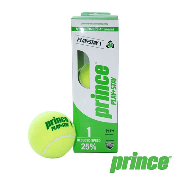 Set de 3 Pelotas de Tenis Prince Play&Stay 1 25% Speed 