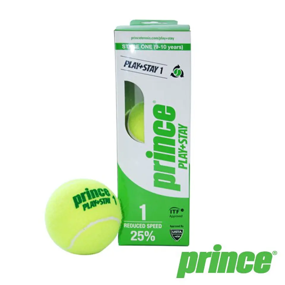 Set de Pelotas de Tenis Prince Play&Stay Stage 1 Vel.25% x3 1