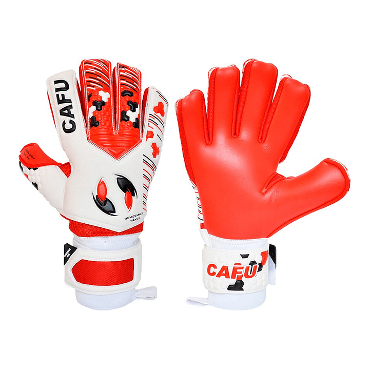 Guantes Arquero Cafu Chrome Negative Ferula Blanco-Rojo 1