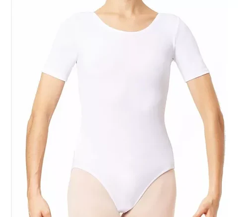 Malla de Gimnasia Lycra Manga Corta Blanco