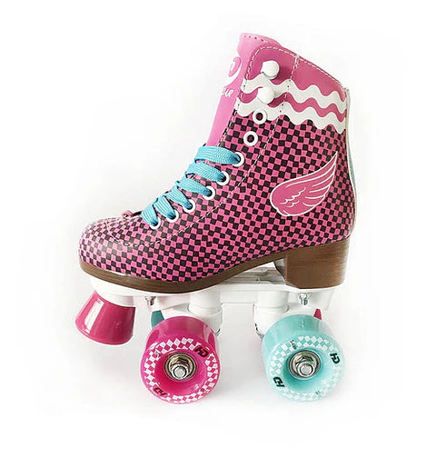 Patin Artistico Hondar Luna Base Plastico Cuadros Negro-Fucsia