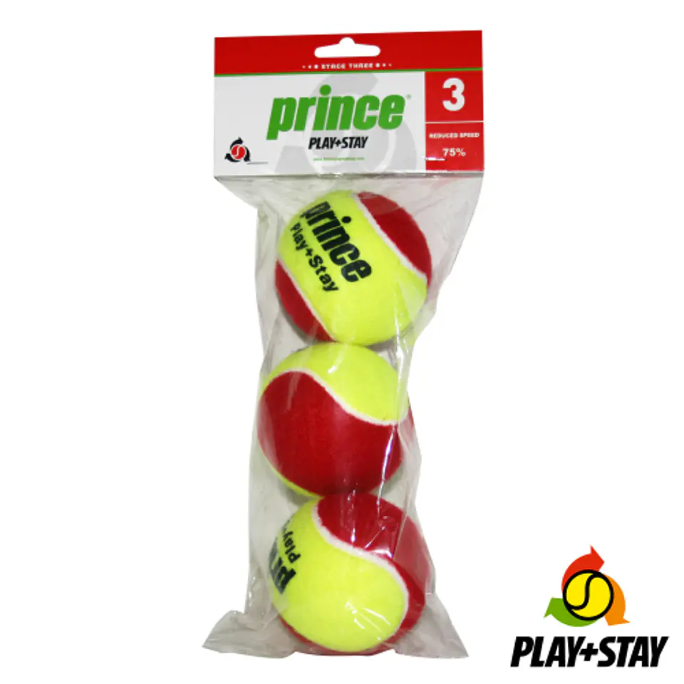 Set de Pelotas de Tenis Prince Play&Stay Stage 3 Vel.75% x3 1