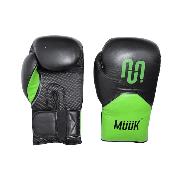 Guante de Box Muuk Cuero Eliminator Negro-Verde 1