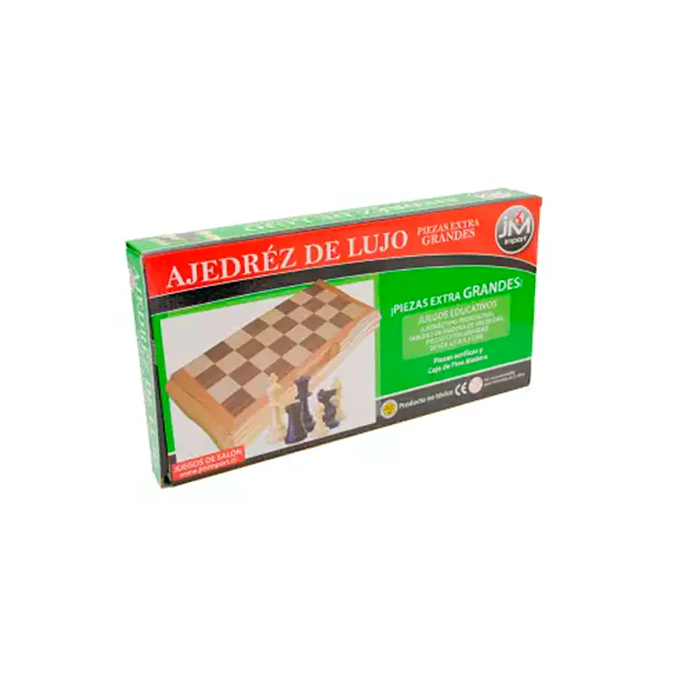 Ajedrez de Madera con Piezas Grandes y Maleta 39x39 centímetros 4