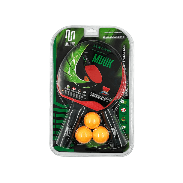 Set Paletas De Ping Pong + Pelotas Muuk 3