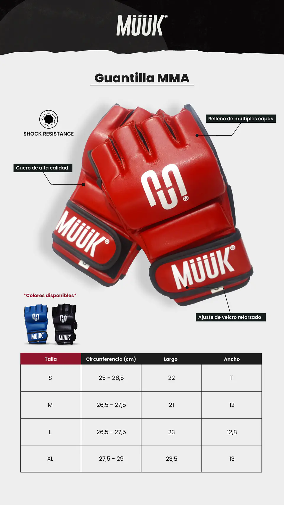 Guantilla Mma Muuk Rojo 11