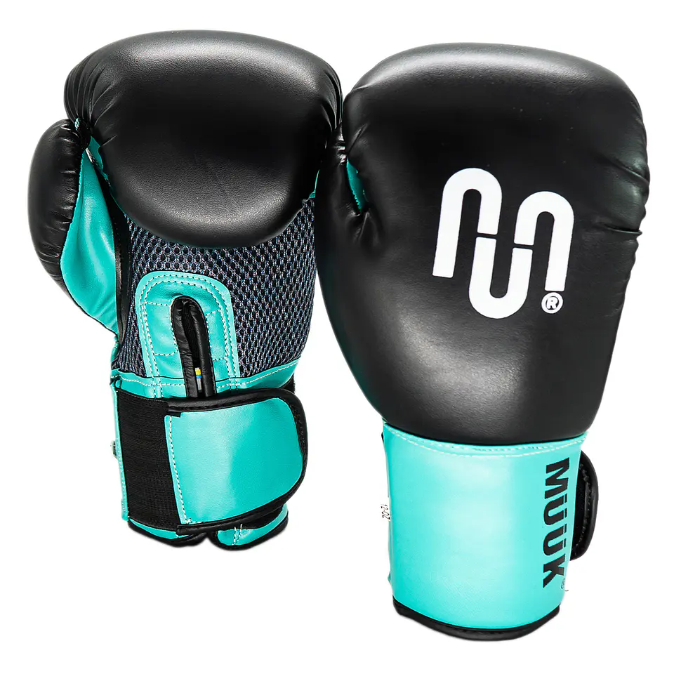 Guante De Box PU Impact Muuk Negro-Turquesa 1
