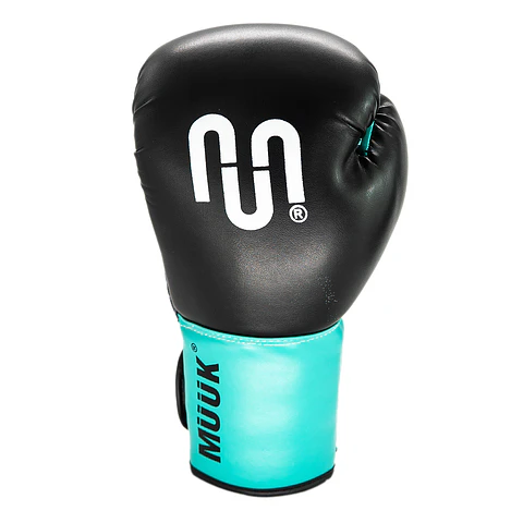 Guante De Box PU Impact Muuk Negro-Turquesa
