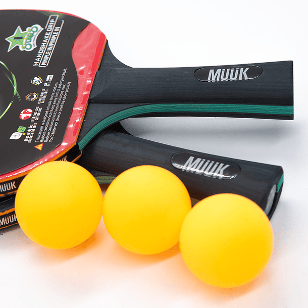 Set Paletas De Ping Pong + Pelotas Muuk 5