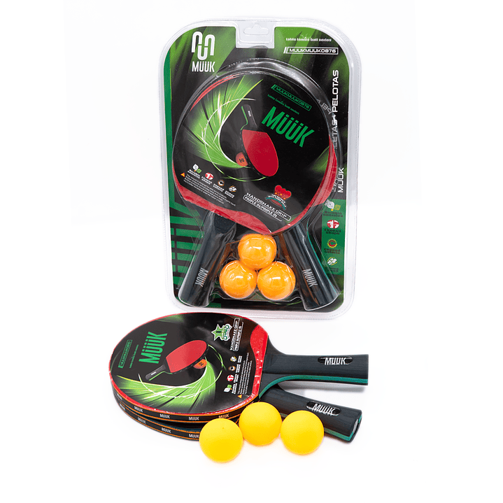 Set Paletas De Ping Pong + Pelotas Muuk 9