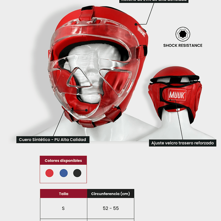 Cabezal De Artes Marciales Con Mica Muuk Azul 8